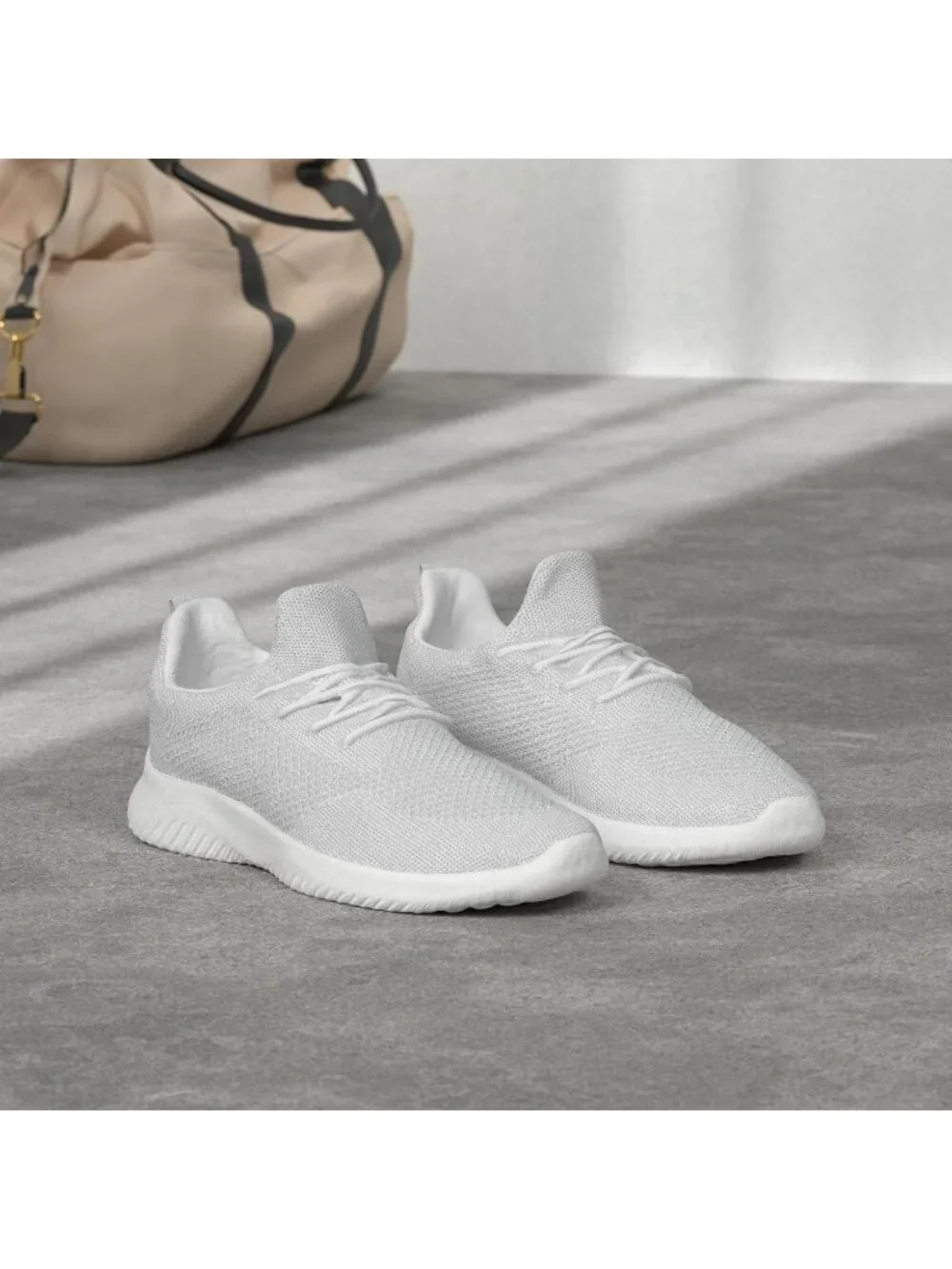 🆕Men's All White Slip on Walking Shoes Ultra Light Breathable Running Shoes